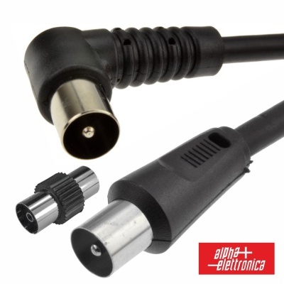 Cabo Coaxial MachoMacho Preto 2m Ângular 90º ALPHA