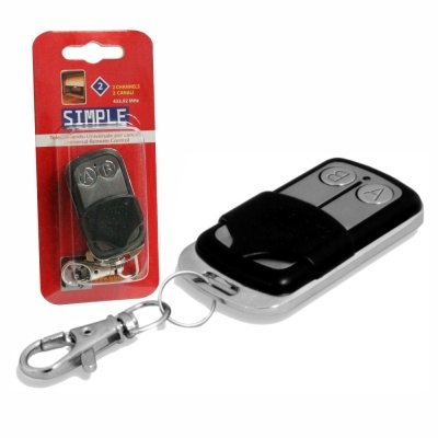 Comando remoto universal para portão com 2 canais em embalagem vermelha
