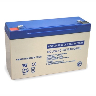 Bateria recarregável VRLA BCU06-10 6V 10Ah com tampa azul