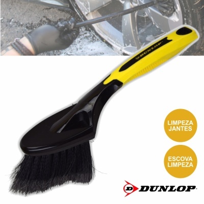 Escova de limpeza Dunlop para jantes com cabo amarelo e preto e cerdas pretas
