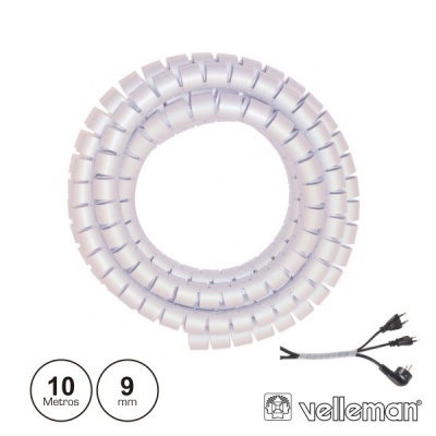PROTECTOR DE CABO ESPIRAL BRANCO TRANSP. 10M Ø 9MM VELLEMAN