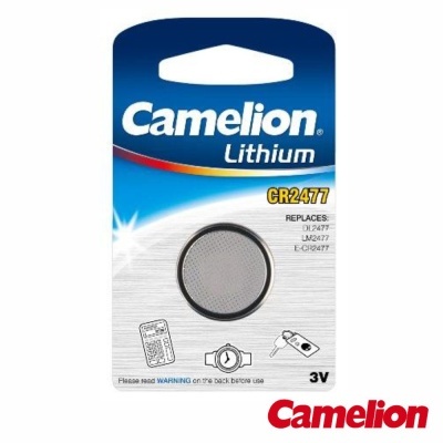 Embalagem de pilha de botão Camelion Lithium CR2477 azul e branca