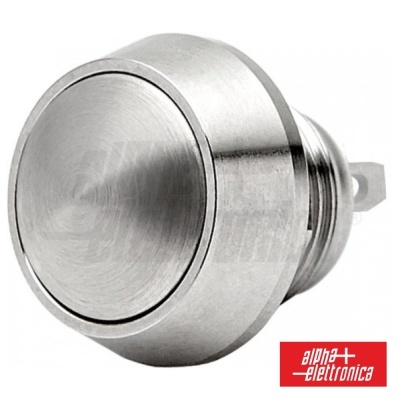 Botão metálico prateado redondo com acabamento escovado e rosca