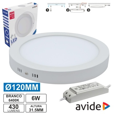 Luz LED redonda branca 120mm com transformador da marca avide