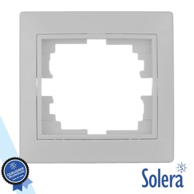 Moldura quadrada branca para interruptor com logotipo Solera