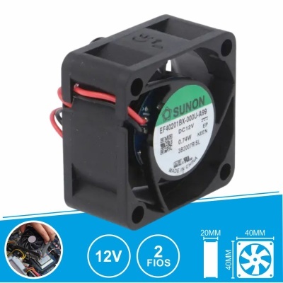 Ventoinha de refrigeração quadrada preta Sunon com etiqueta verde e branca