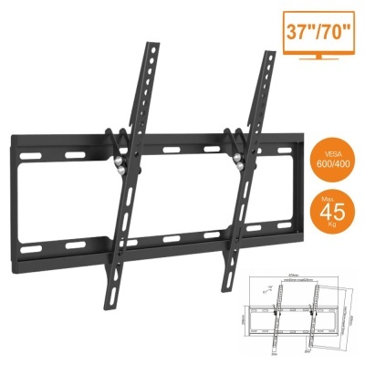 Suporte parede para TV preto ajustável 37-70 polegadas VESA 600x400 até 45 kg