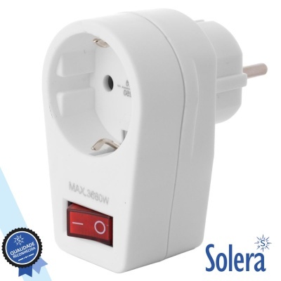 TOMADA ELÉTRICA C 1 SAÍDA INTERRUPTOR BRANCO SOLERA