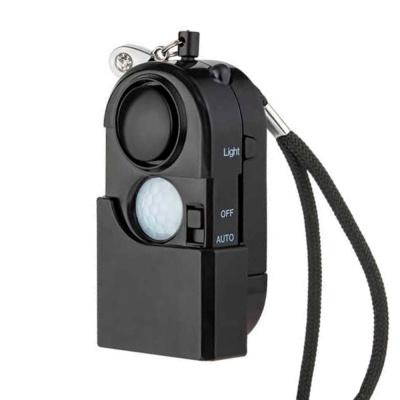 Dispositivo eletrónico preto com alça, sensor circular branco e botão deslizante