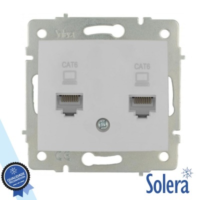 Tomada de Encastrar RJ45 C 2 Saídas Sem Moldura SOLERA