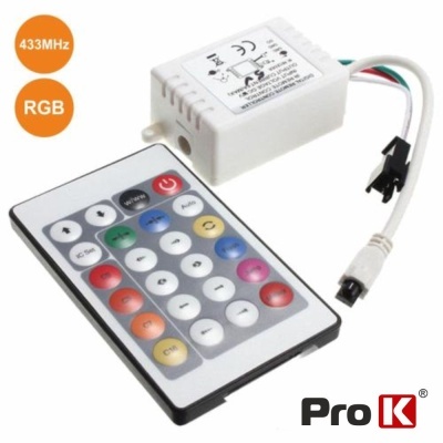 Controle remoto e receptor Pro K para luzes RGB com vários botões coloridos
