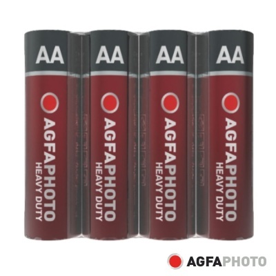Pacote de quatro pilhas AA AGFAPHOTO Heavy Duty vermelhas e cinzentas