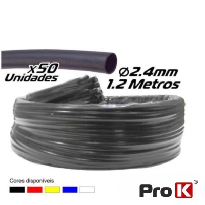 TUBO MANGA TERMORETRÁCTIL 2.4MM 1.2M 50X PRETO PROK