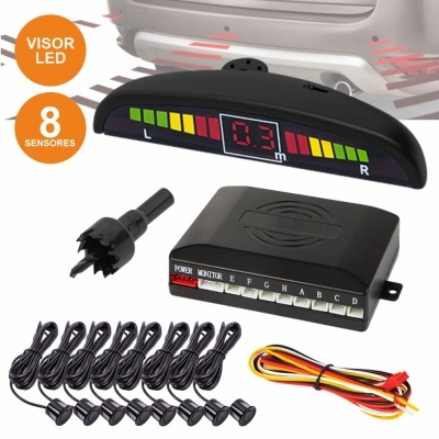 Kit de Estacionamento C 8 Sensores Pretos 22mm E Visor