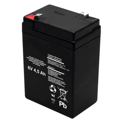 bateria selada reguladora preta com especificações técnicas em branco