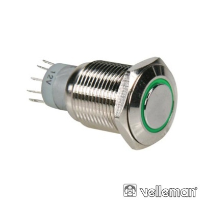 INTERRUPTOR REDONDO DE METAL SPDT 1NA 1NC ANEL VERDE