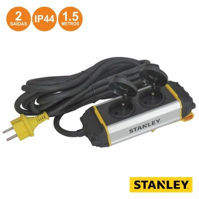 TOMADA ELÉTRICA C 2 SAÍDAS E SUPORTE 1.5M IP44 STANLEY