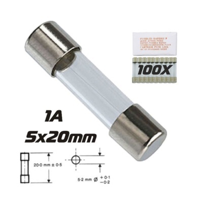 FUSÍVEL 5X20 FUSÃO RÁPIDA 1A (100X)