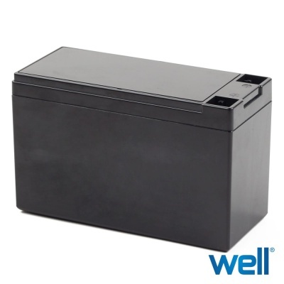 Bateria recarregável preta com logotipo Well
