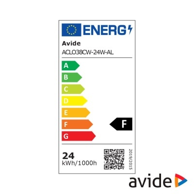 Etiqueta energética UE Avide modelo ACLO38CW-24W-AL classe F 24 kWh/1000h