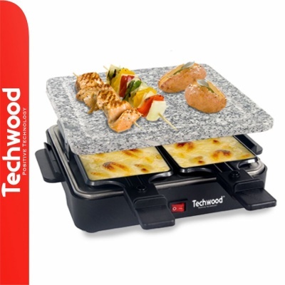 Aparato elétrico Techwood com placa de pedra para grelhar e tábuas para fondue