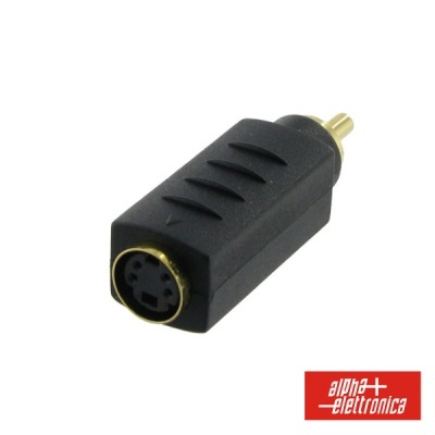 Adaptador de áudio preto com entrada feminina de 4 pinos e conector dourado