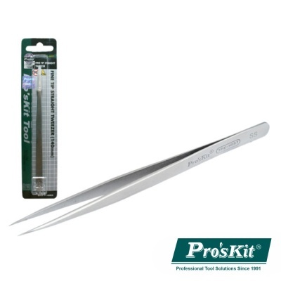 Pinça fina de aço inoxidável Prateada Pro'sKit 1PK-117GF