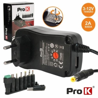 ALIMENTADOR COMPACTO COMUTADO 3-12V 2A 24W PROK