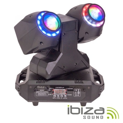 MOVING HEAD DUPLO 2 EM 1 BEAMWASH ANEL LEDS DMX MIC IBIZA
