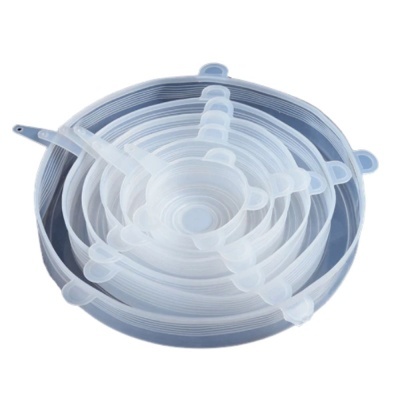 Conjunto de tampas elásticas transparentes em silicone de vários tamanhos