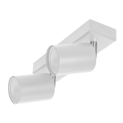 Candeeiro de teto branco com dois focos redondos ajustáveis