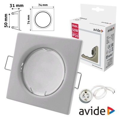 Suporte para lâmpada embutida quadrado branco avide com embalagem