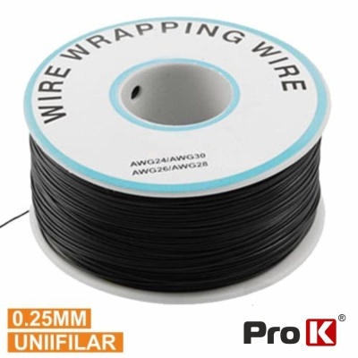 Bobina de fio preto para embrulho de fios com texto WIRE WRAPPING WIRE