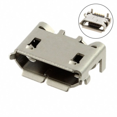 Conector micro USB metal prateado com pinos dourados