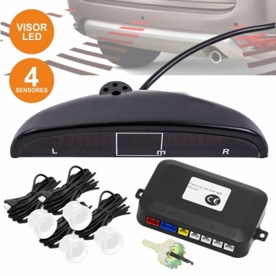 Kit De Estacionamento C 4 Sensores Branco E Visor