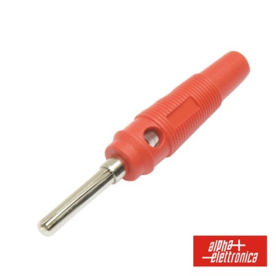 Conector banana vermelho com logótipo alpha elettronica