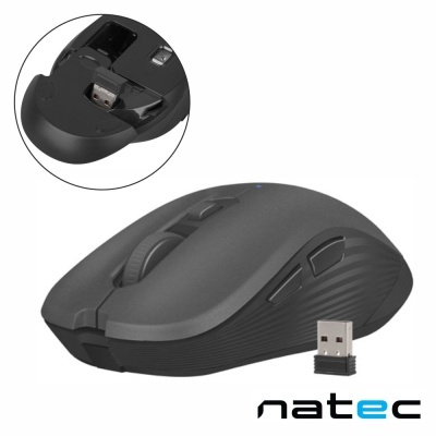 Rato sem fios preto Natec com receptor USB