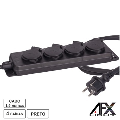 TOMADA ELÉTRICA 4 SAÍDAS 1,5M IP44 AFXLIGHT