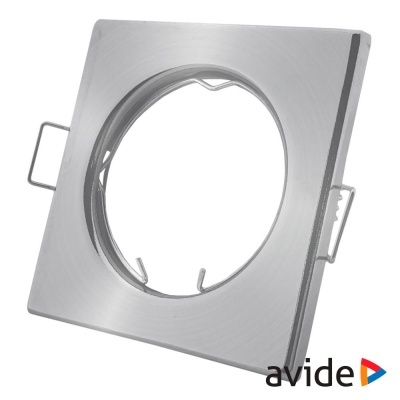 Suporte de iluminação embutida quadrado em metal prateado