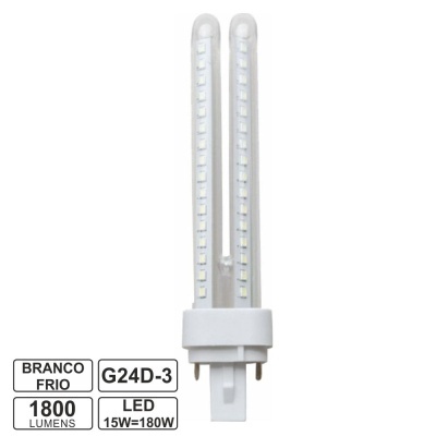 Lâmpada G24 15W=180W 230V LED 6400K 1800lm