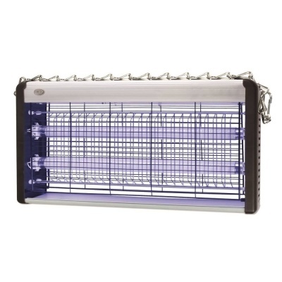 Aparelho mata insetos elétrico com luz UV azul e grade metálica