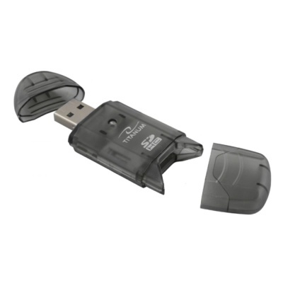 Leitor de cartões SD Titanum cinzento translúcido com tampa destacada