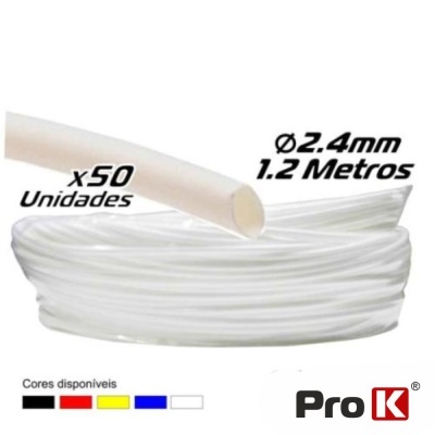 TUBO MANGA TERMORETRÁCTIL 2.4MM 1.2M 50X BRANCO PROK