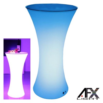 Mesa alta iluminada azul translúcida curva, marca AFX LIGHT