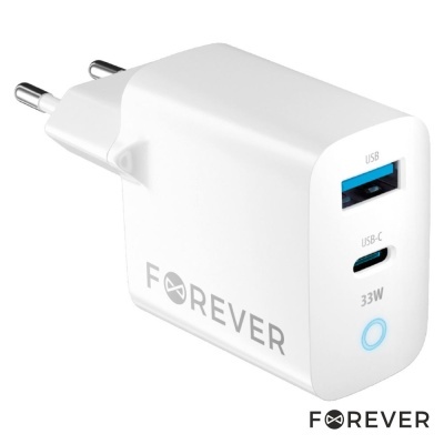 Alimentador Comutado 1xUSB-C1xUSB-A PDQC 33W GaN FOREVER