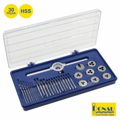 CONJUNTO DE CHAVES P ABRIR ROSCA HSS 30 PEÇAS M1-M2.5 DONAU