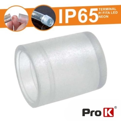 Terminal transparente fosco para fita LED neon IP65 da Pro K