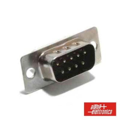 Conector macho DB9 metálico com nove pinos