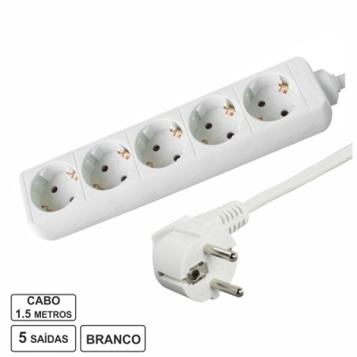 TOMADA ELÉTRICA C 5 SAÍDAS 1.5M BRANCO