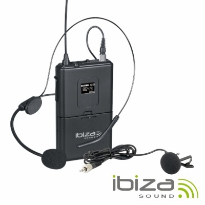 Microfones Headset + Lapela UHF S Fios 864.9MHz IBIZA